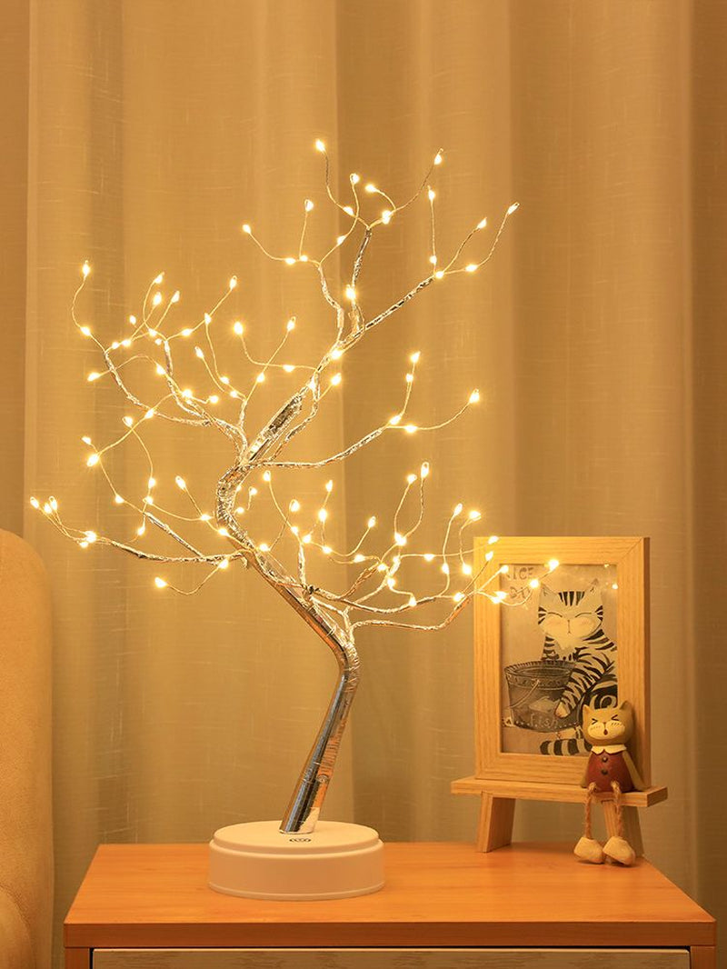 Twinkle in Every Corner: Tabletop Tree Lamp with Decorative LED Lights – Powered by USB or AA Batteries for a Cozy Bedroom, Home, and Party Glow!