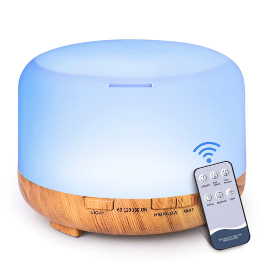 Experience Tranquil Bliss: 500ML Wood Grain Aroma Diffuser with Remote Control – Elevate Your Home and Office Ambiance with Soothing Essential Oil Aromatherapy. 🌿