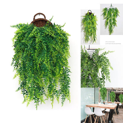 4 Artificial Hanging Plants Fake Fern Trailing Foliage Plastic Flower Leaf Decor