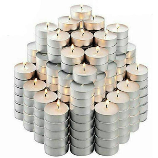 100 Tea Night Lights Candles 4 Hour Long Burn Unscented Tealights Nightlight 4HR