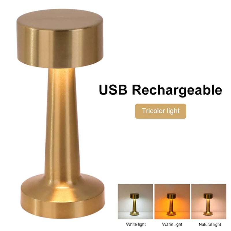 Illuminate Your Space with Elegance: Wireless Retro Table Lamp – USB Rechargeable, Cordless Night Light, Stepless Dimming, Perfect for Bedside, Hotel, and Bar Decor