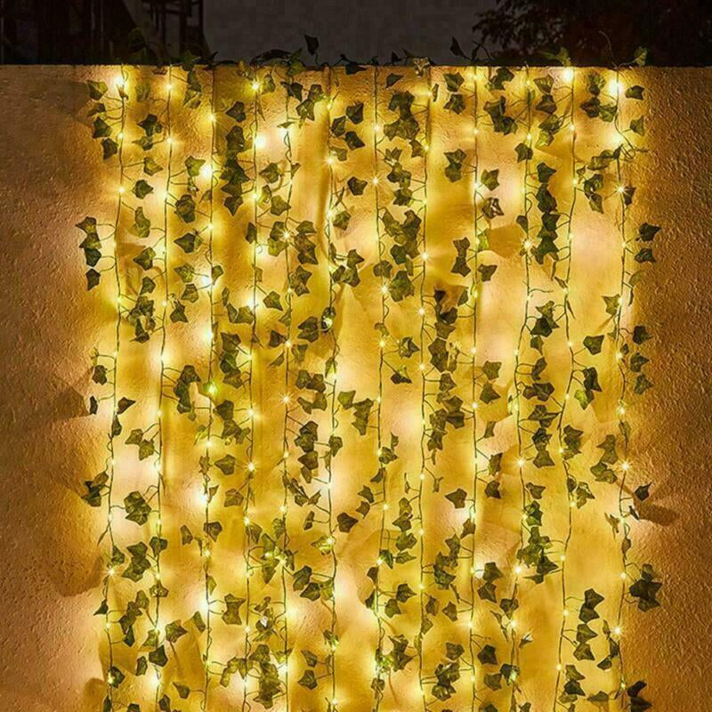 Artificial Ivy-Garland Fake Greenery-Plant with LED Lights Vine Ivy Leaf Hanging