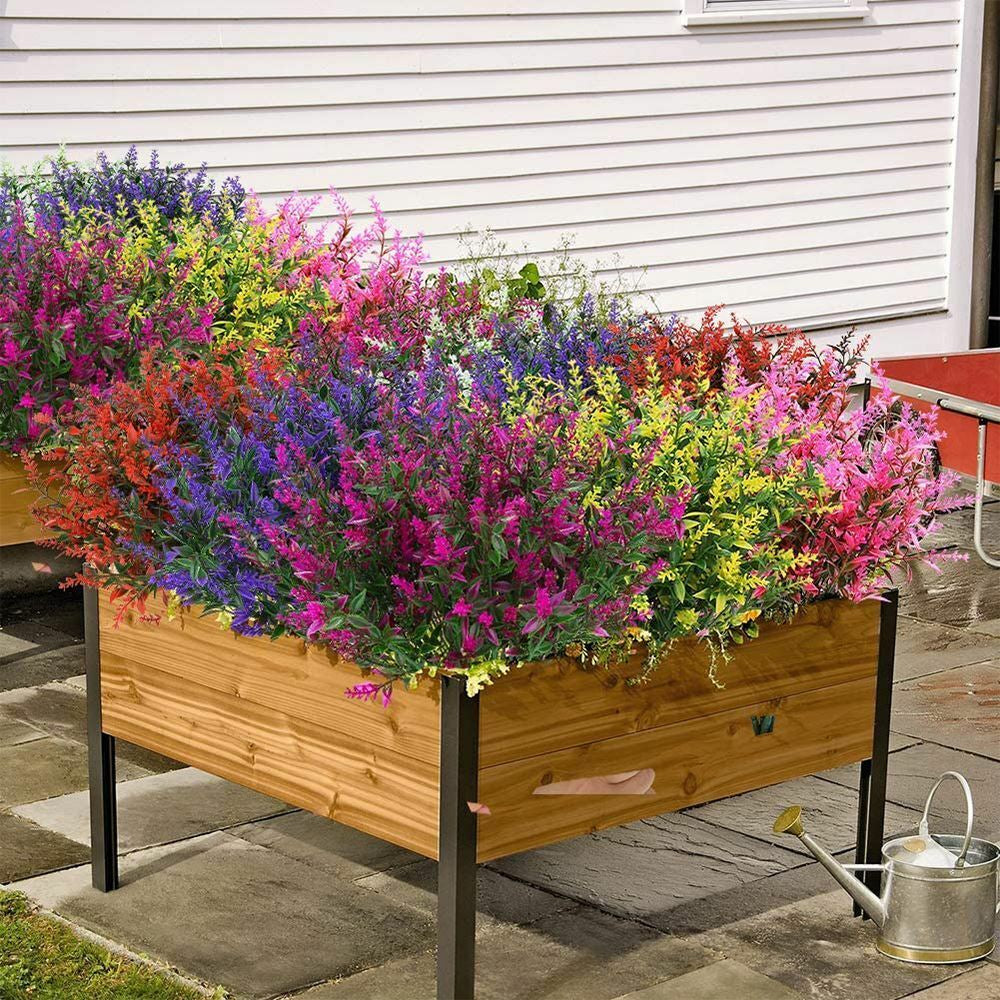 Artificial Flowers Plastic Fake Plants UV Resistant Home In/Outdoor Garden Decor