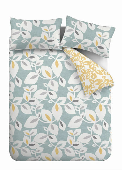 Inga Leaf Reverisble Duvet Cover Set with Pillowcases