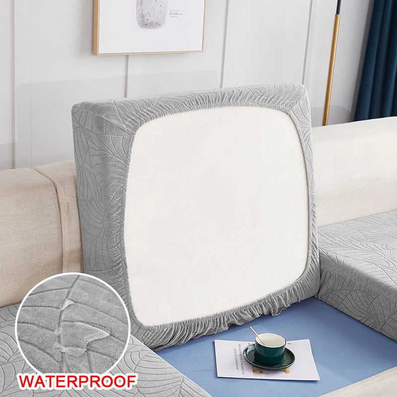 Enhance and Protect: Jacquard Water-Resistant Seat Cushion Cover - Elastic Grey Sofa Cover for Stylish Living Room Furniture - Ultimate Protector for Pets and Kids - Easily Removable