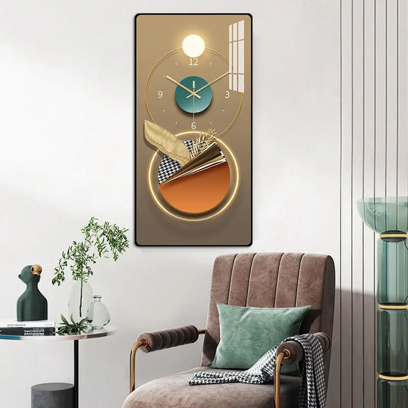 Timeless Fusion: Modern Decor Hanging Painting for Large Wall – Creative Clock, Art Print, Fashionable Watch, Picture Poster Frame in Living Room Home Deco