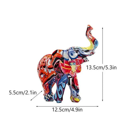 Resin Colorful Transfer Printed Elephant Figurines Modern Art Ornaments Animal Feng Shui Home Interior Office Decor Accessories