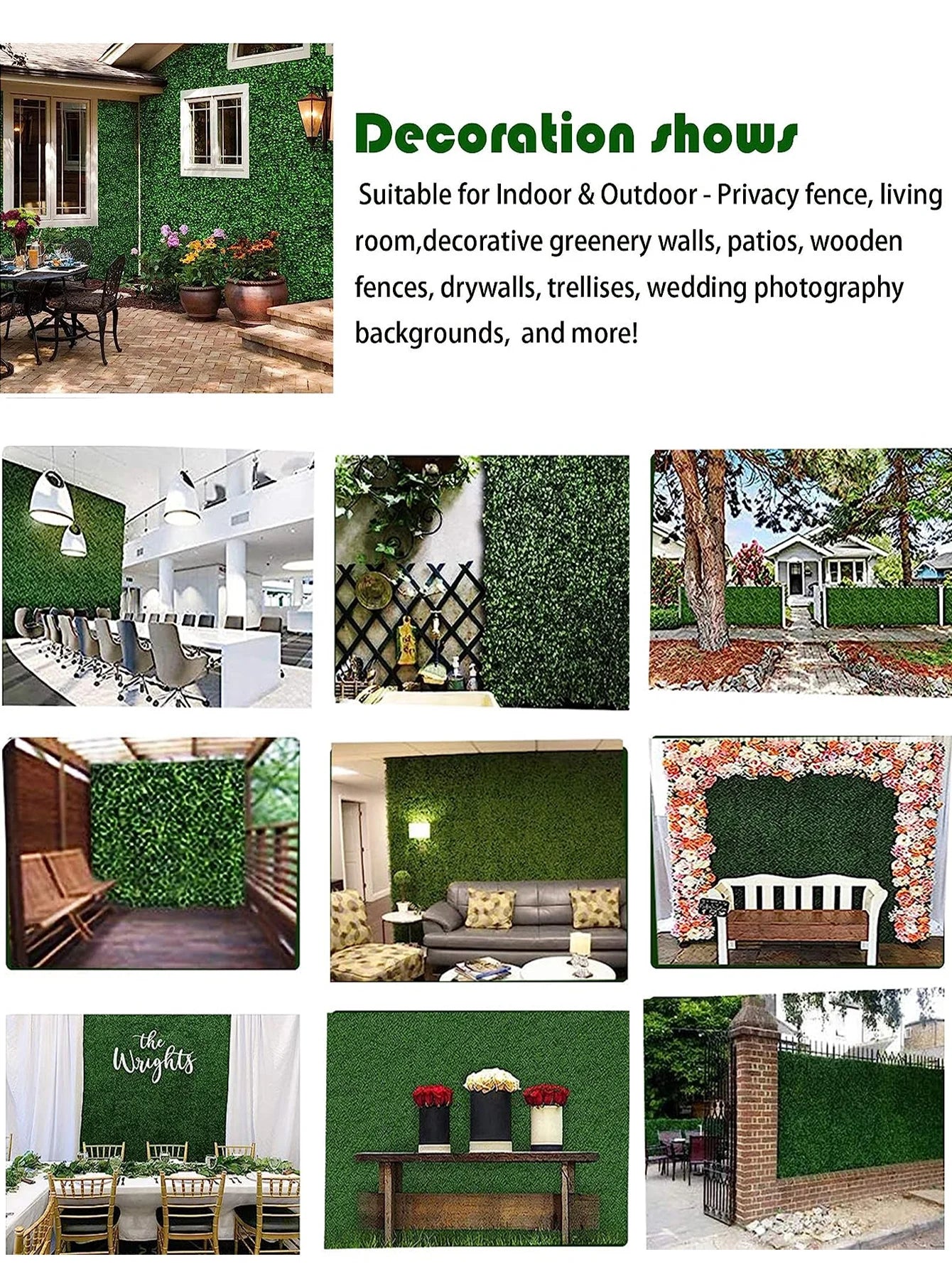 1Pc Artificial Plant Milan Grass Privacy Screen Wall Panels Eucalyptus Lawn Outdoor Indoor Garden Fence Wedding Background Decor