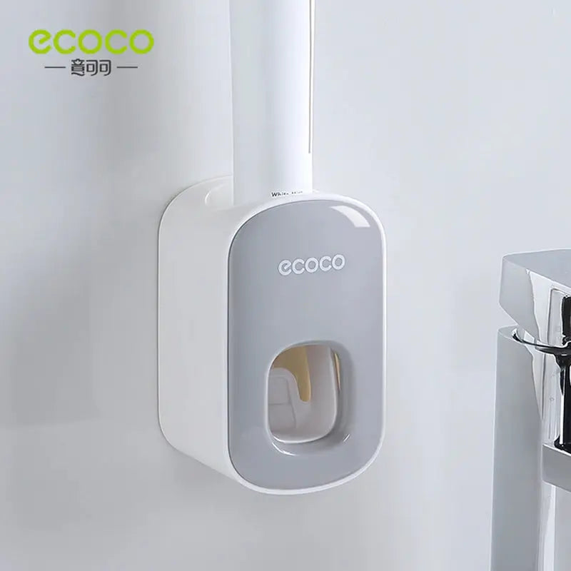 Bathroom Upgrade with ECOCO Automatic Toothpaste Dispenser with Waterproof Toothbrush Holder - Elevate Your Oral Care Experience!