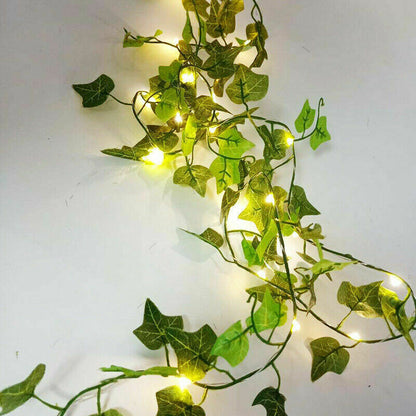 Artificial Ivy-Garland Fake Greenery-Plant with LED Lights Vine Ivy Leaf Hanging