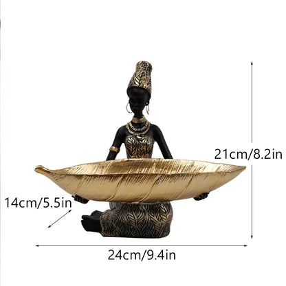 Resin Exotic Black Woman Storage Figurines Africa Figure Home Desktop Decor Keys Candy Container Interior Craft Objects