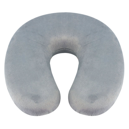 TRAVEL PILLOW Memory Foam Neck Head Support Removeable Cover Soft Grey U Shaped