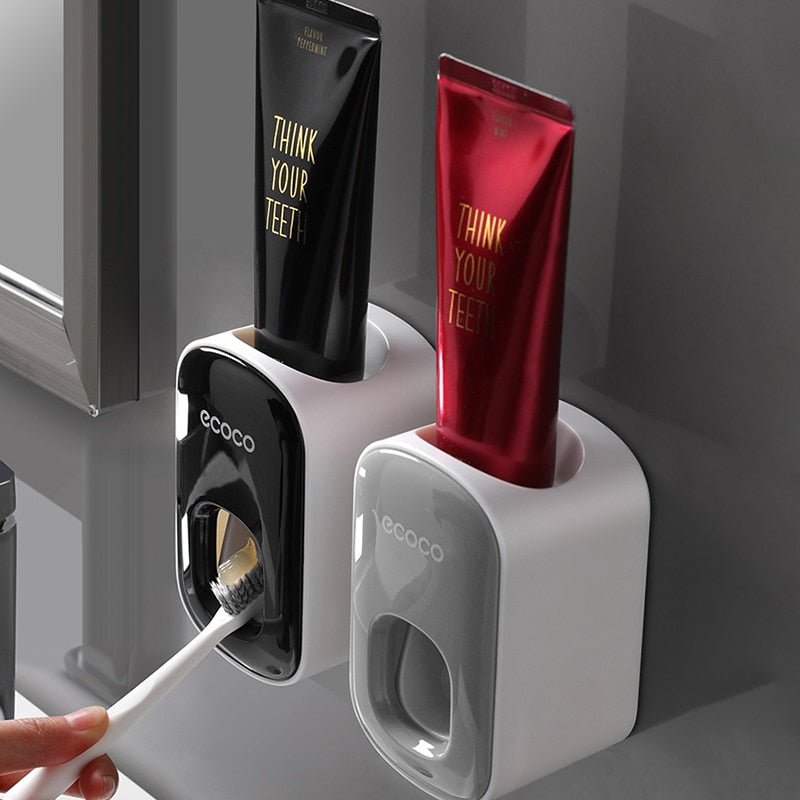 Bathroom Upgrade with ECOCO Automatic Toothpaste Dispenser with Waterproof Toothbrush Holder - Elevate Your Oral Care Experience!