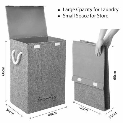 87L Large Laundry Washing Bag Basket Storage Bin Dirty Clothes Storage - Grey