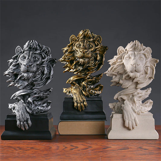 Regal Resin Craft: Vintage Imitation Bronze Lion Head Statue – Elevate Your Space with Timeless Elegance and Modern Artistry! Perfect for Living Rooms, Porches, and Offices.